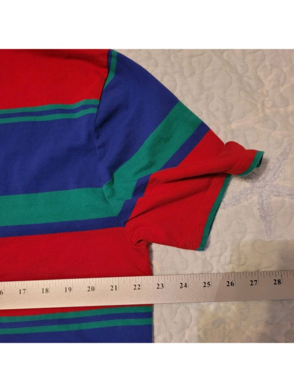 GUESS Originals Striped T-Shirt Men's Medium Red Green Blue American Tradition - Picture 8 of 10